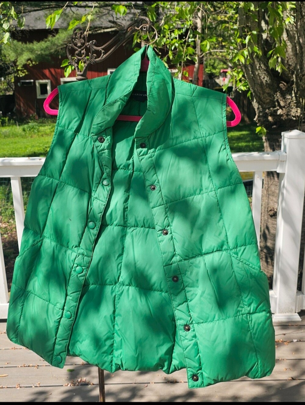 Lands End Bright Green Quilted Puffer Vest